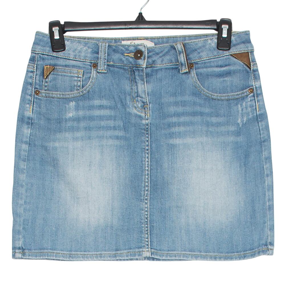 Etam Denim Skirt Y2K Mini Grunge 90s Casual Boho Streetwear Classic Blue Size 8